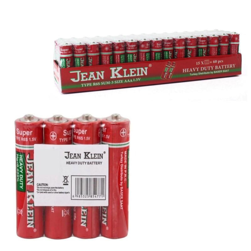60 ADET JEAN KLEIN R03 AAA 1.5V İnce Tip Kalem Pili